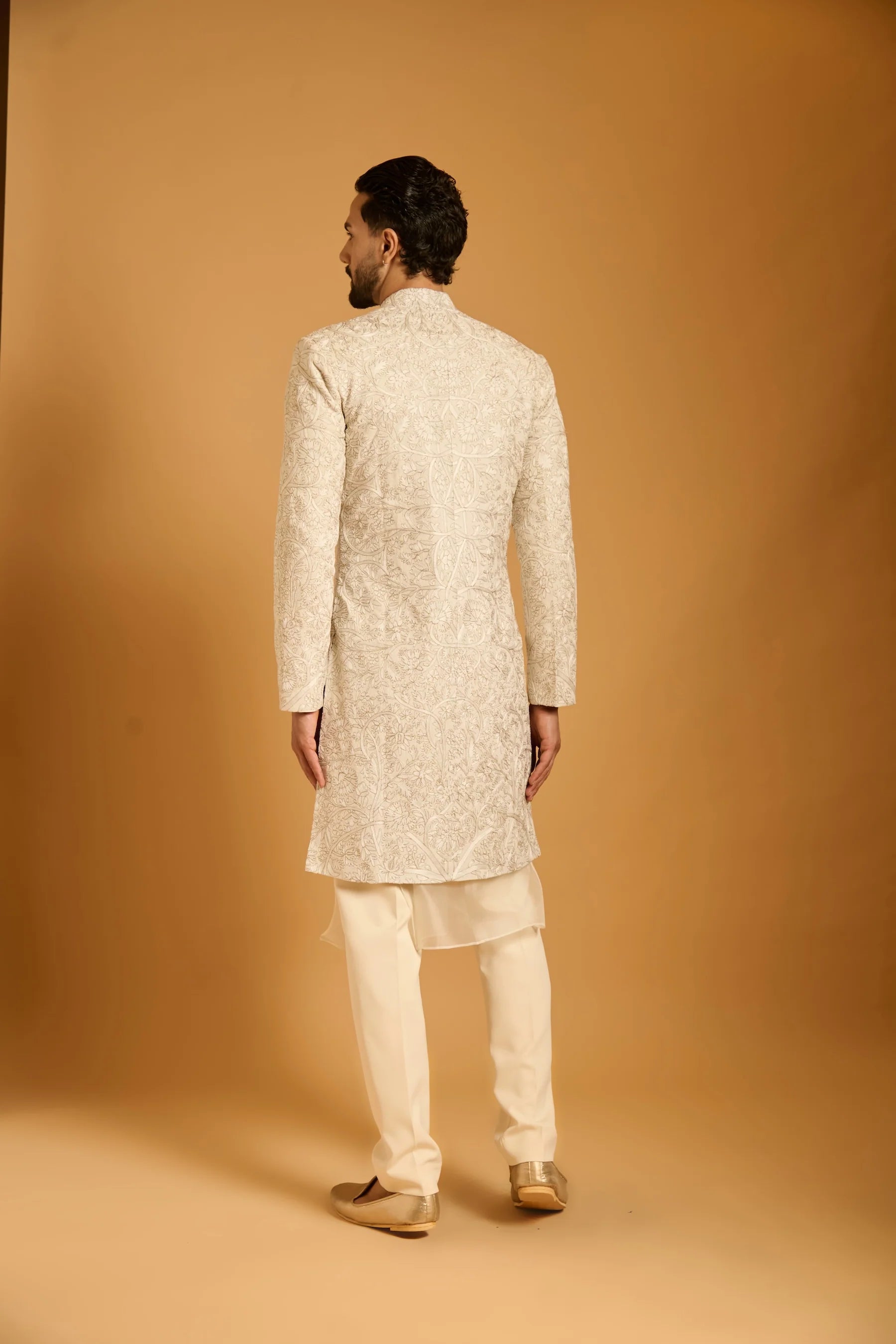 Trifecta ivory tree of life sherwani