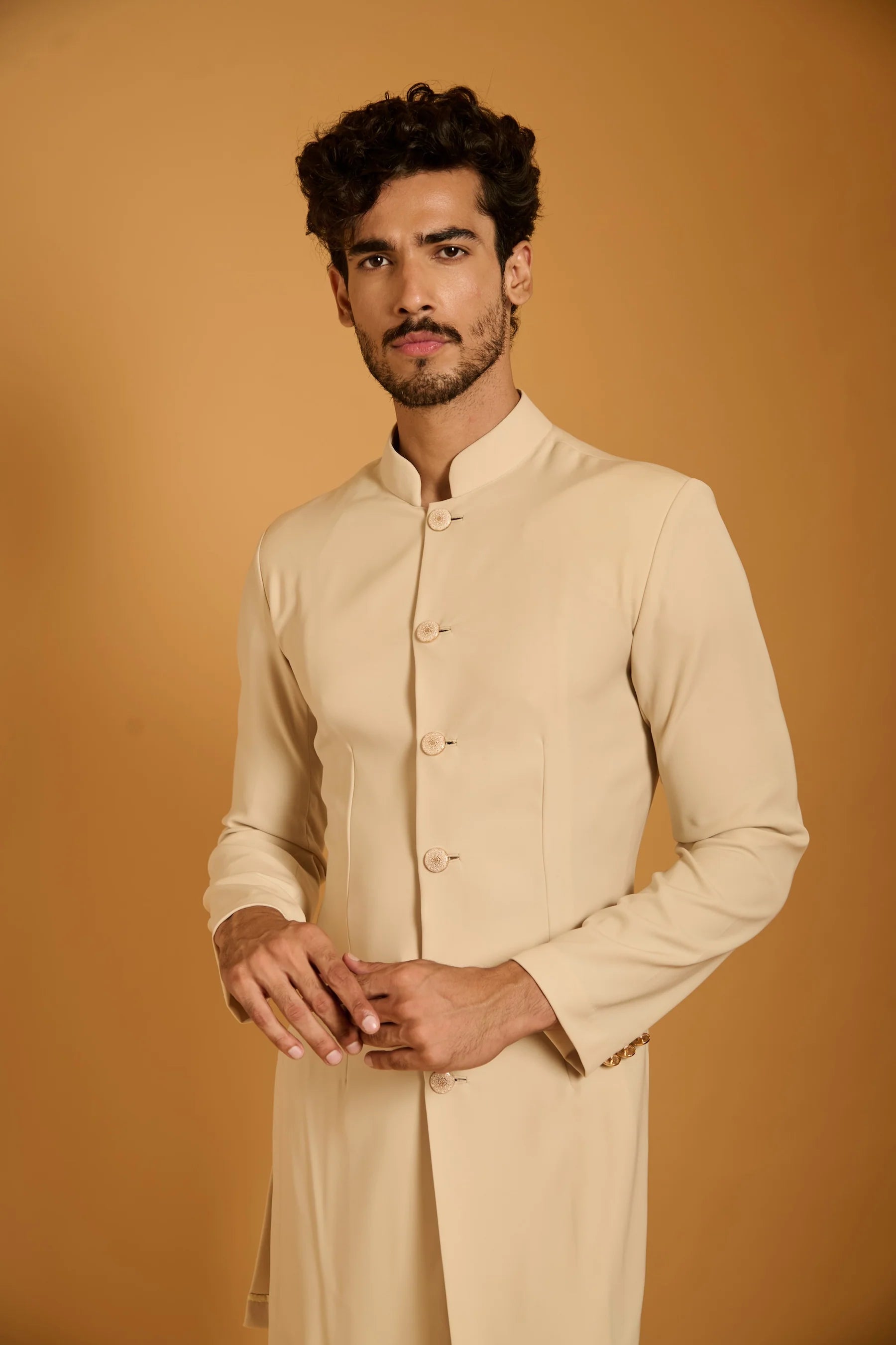 Trifecta beige classic sherwani
