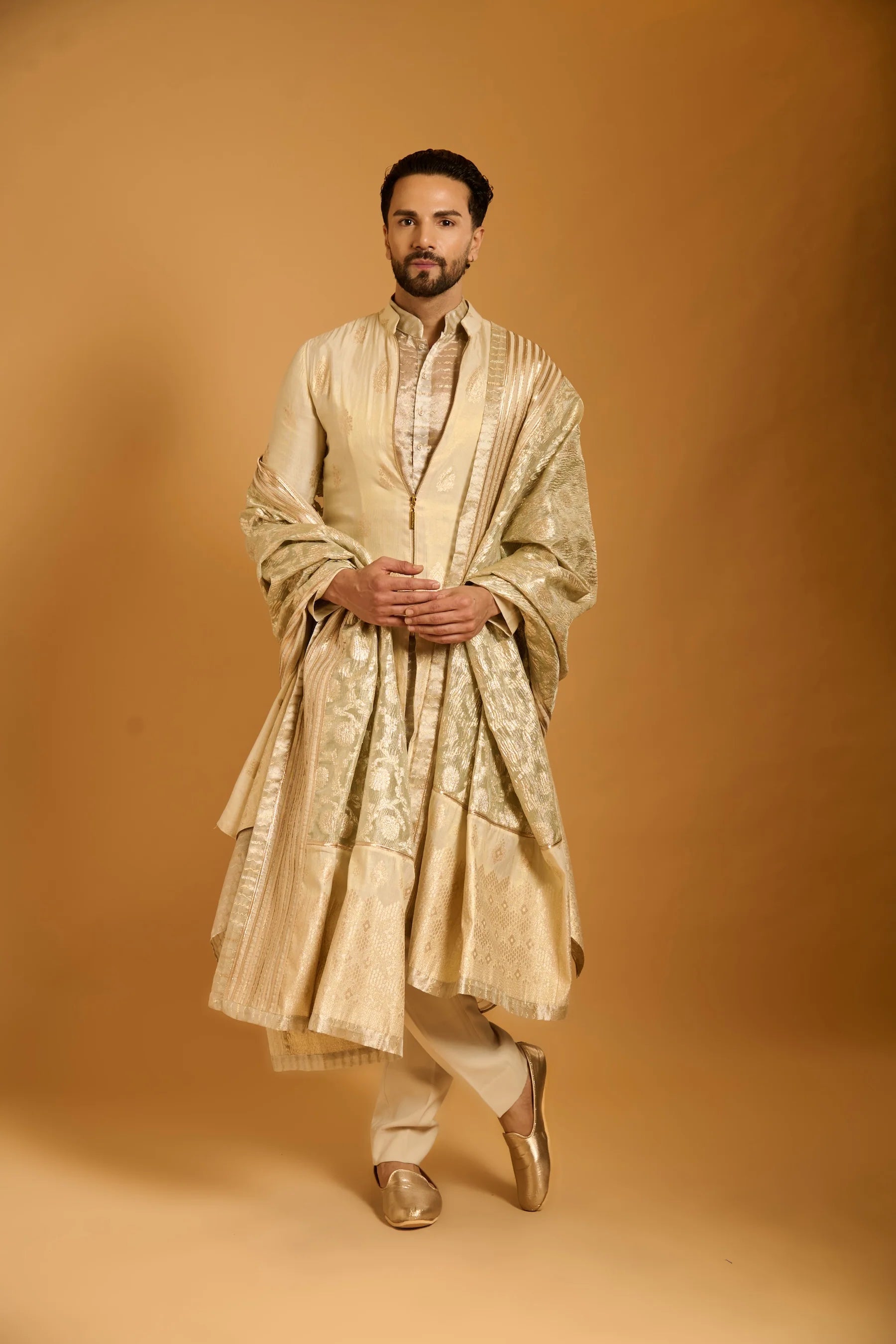 Trifecta beige drape kurta