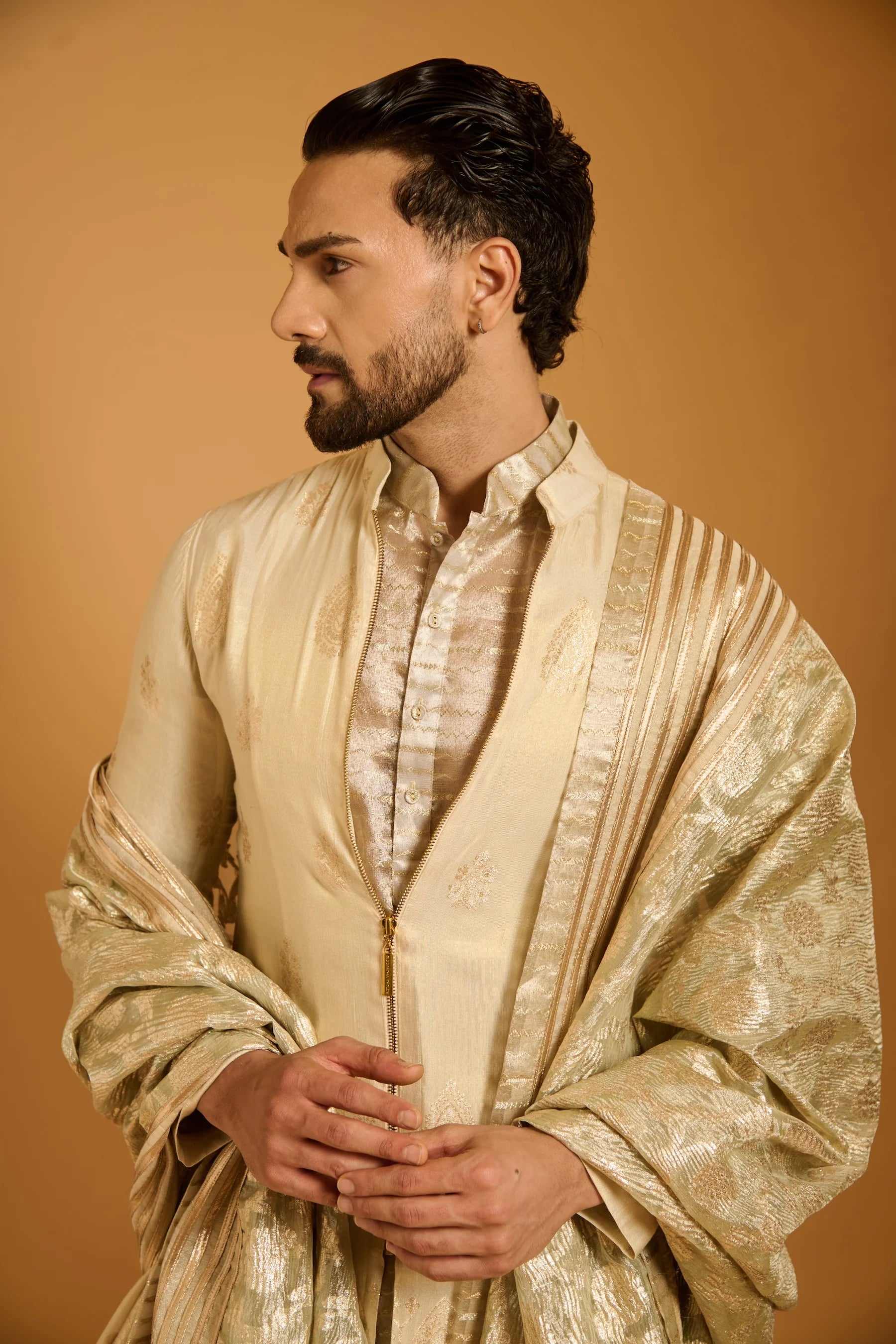 Trifecta beige drape kurta
