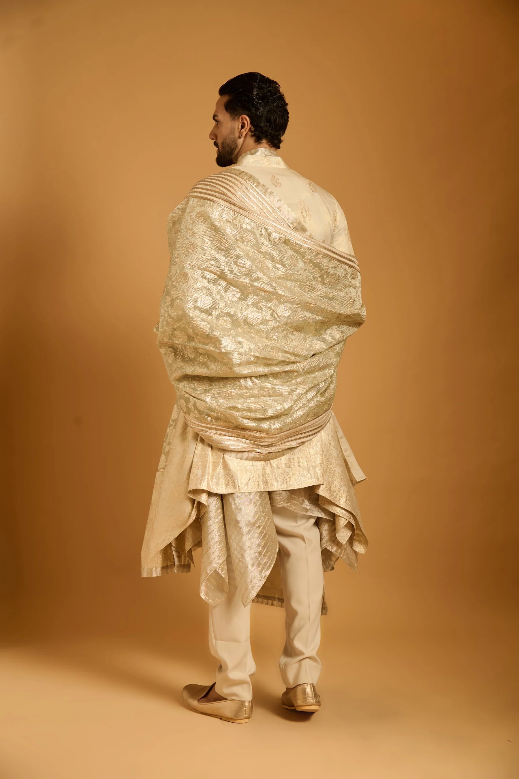 Trifecta beige drape kurta