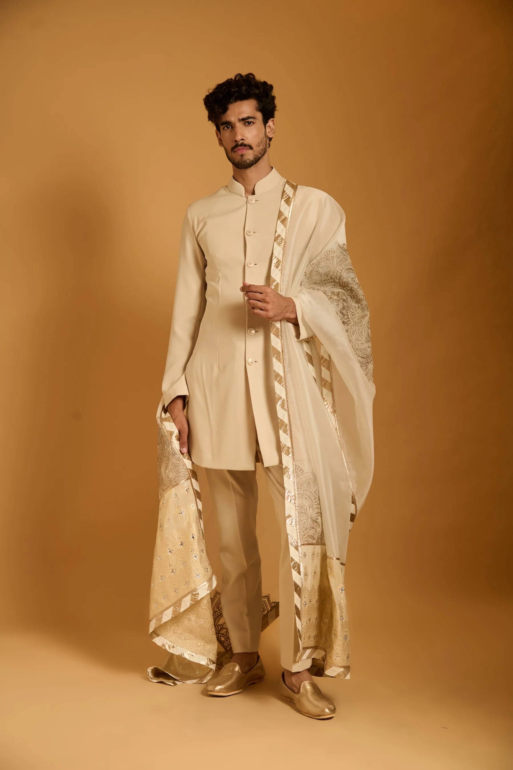 Trifecta ivory paneled dupatta
