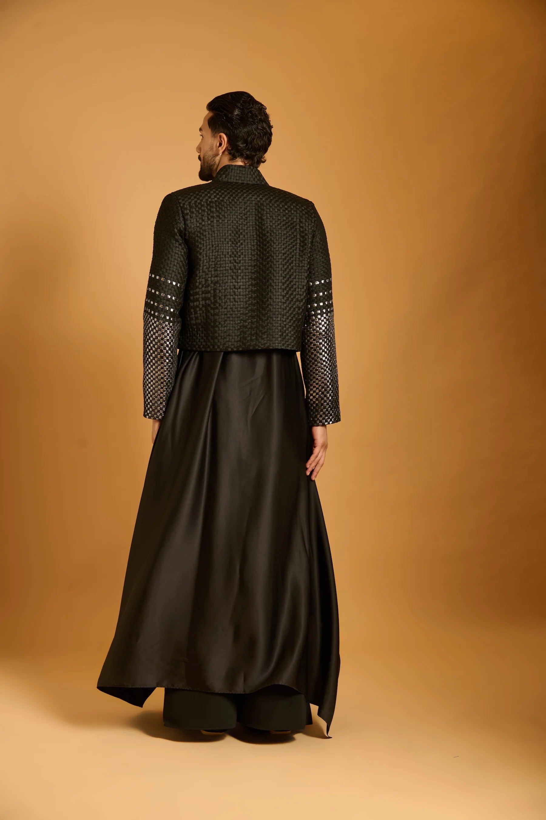 Trifecta black intrecciato crop jacket