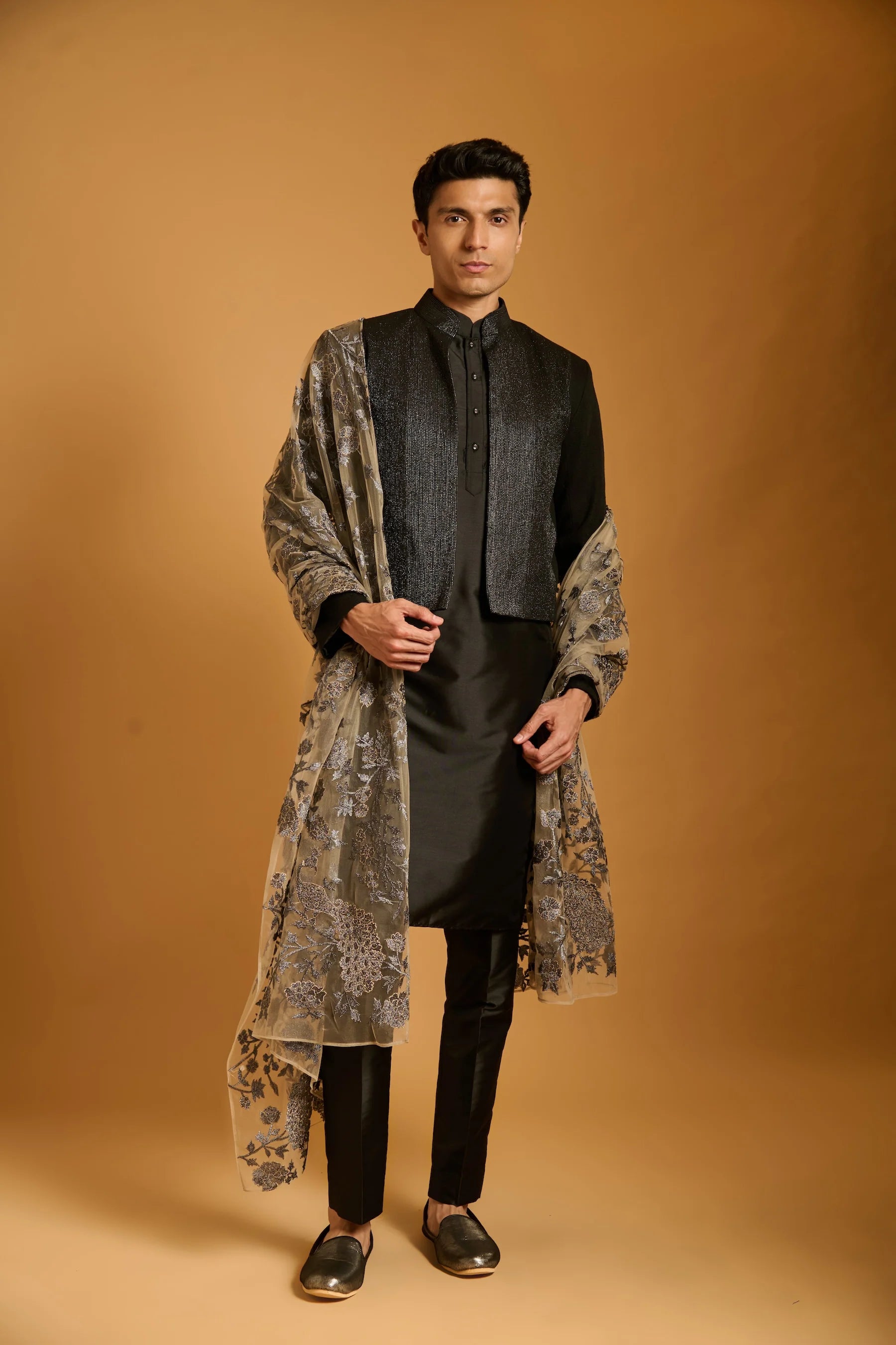 Trifecta black top stitch crop jacket