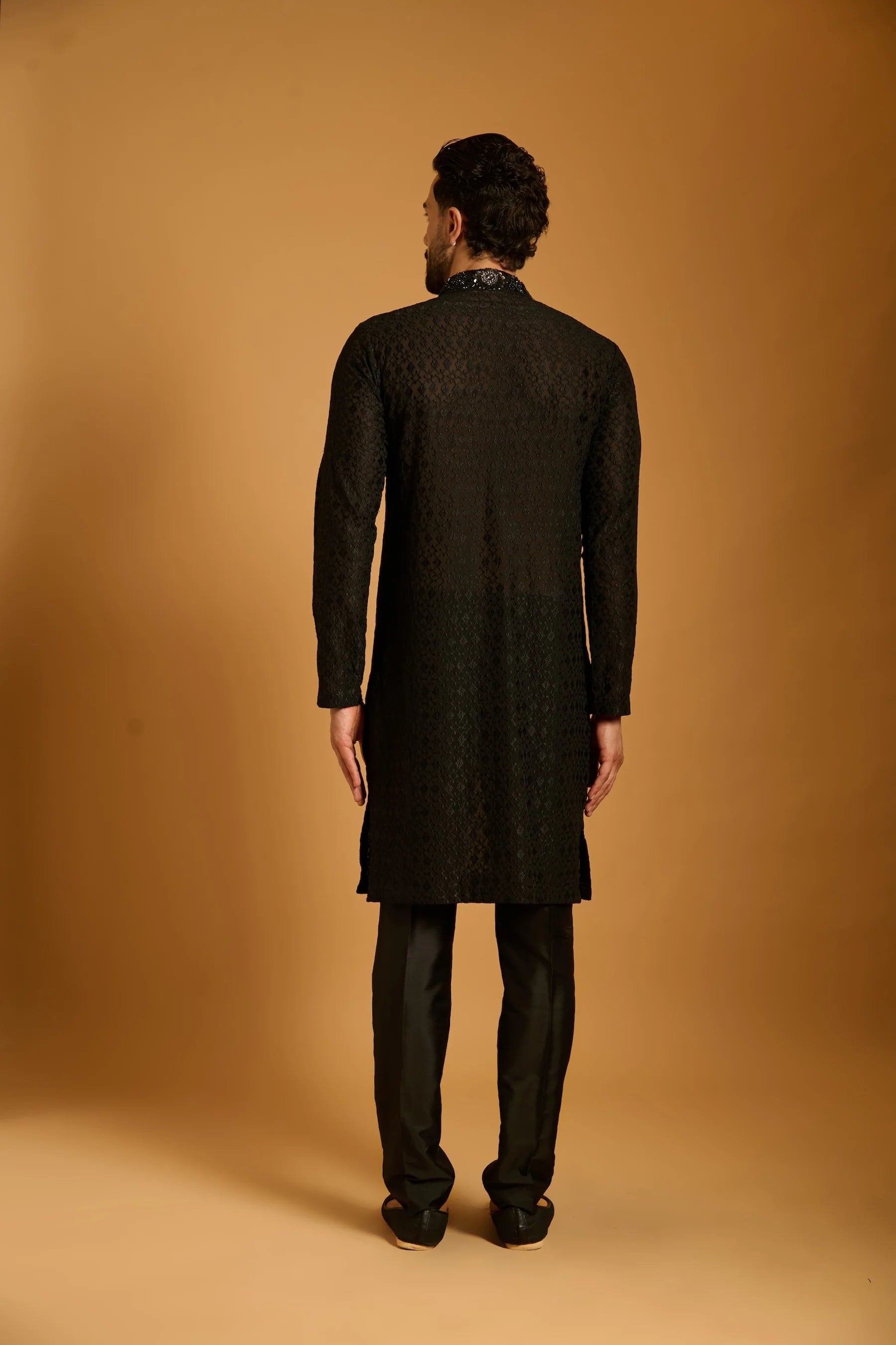 Trifecta black bib kurta