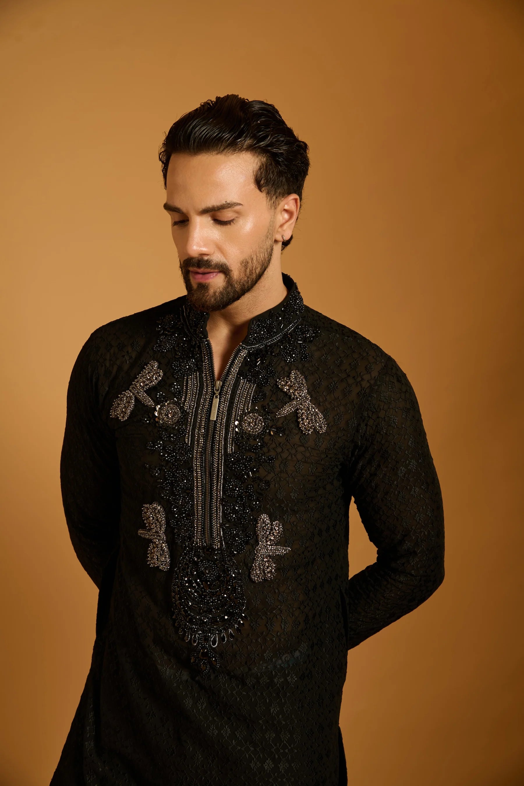 Trifecta black bib kurta