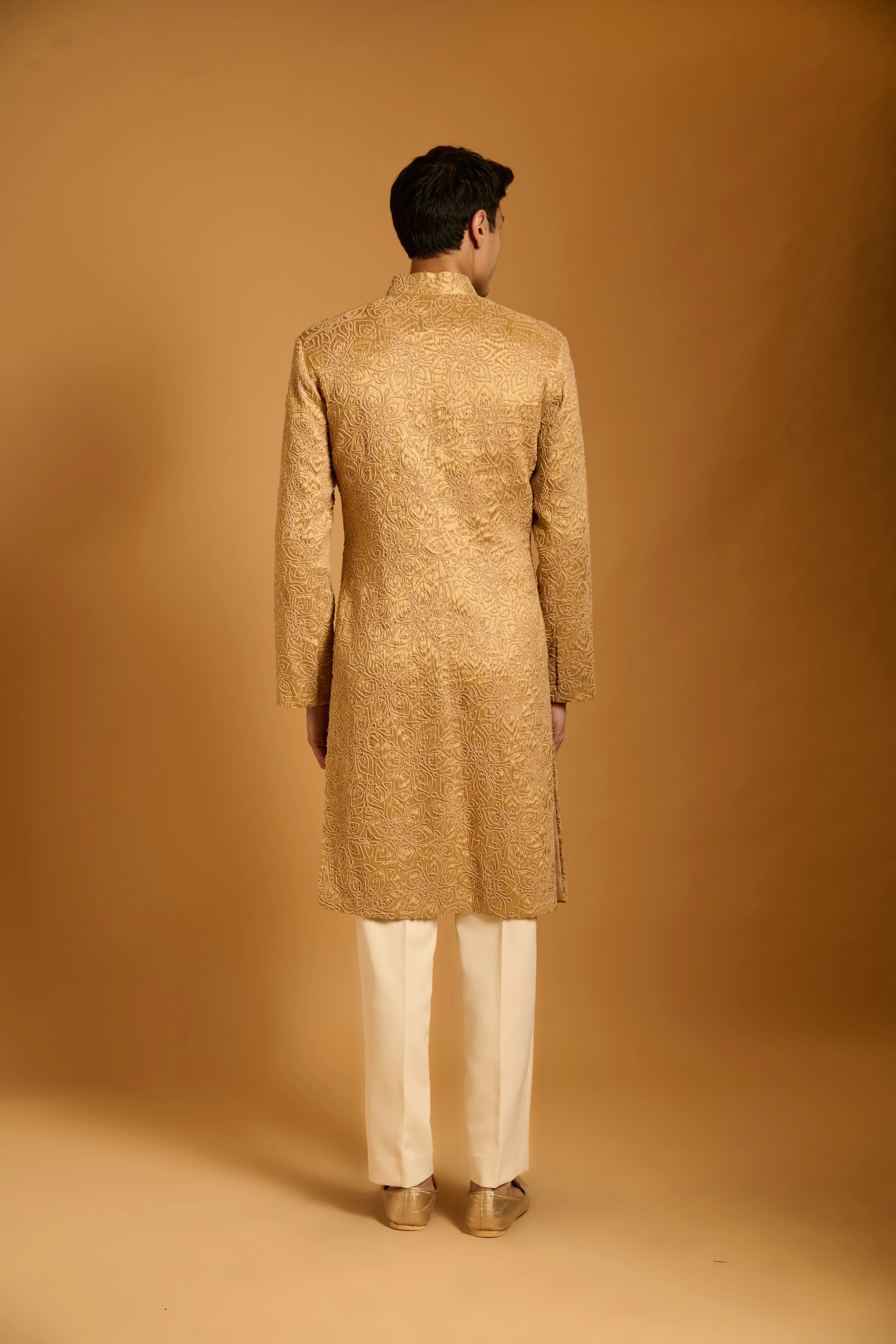Trifecta gold beaded sherwani