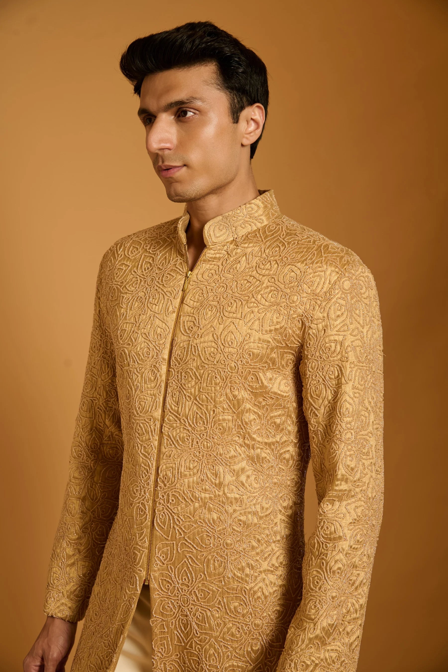 Trifecta gold beaded sherwani