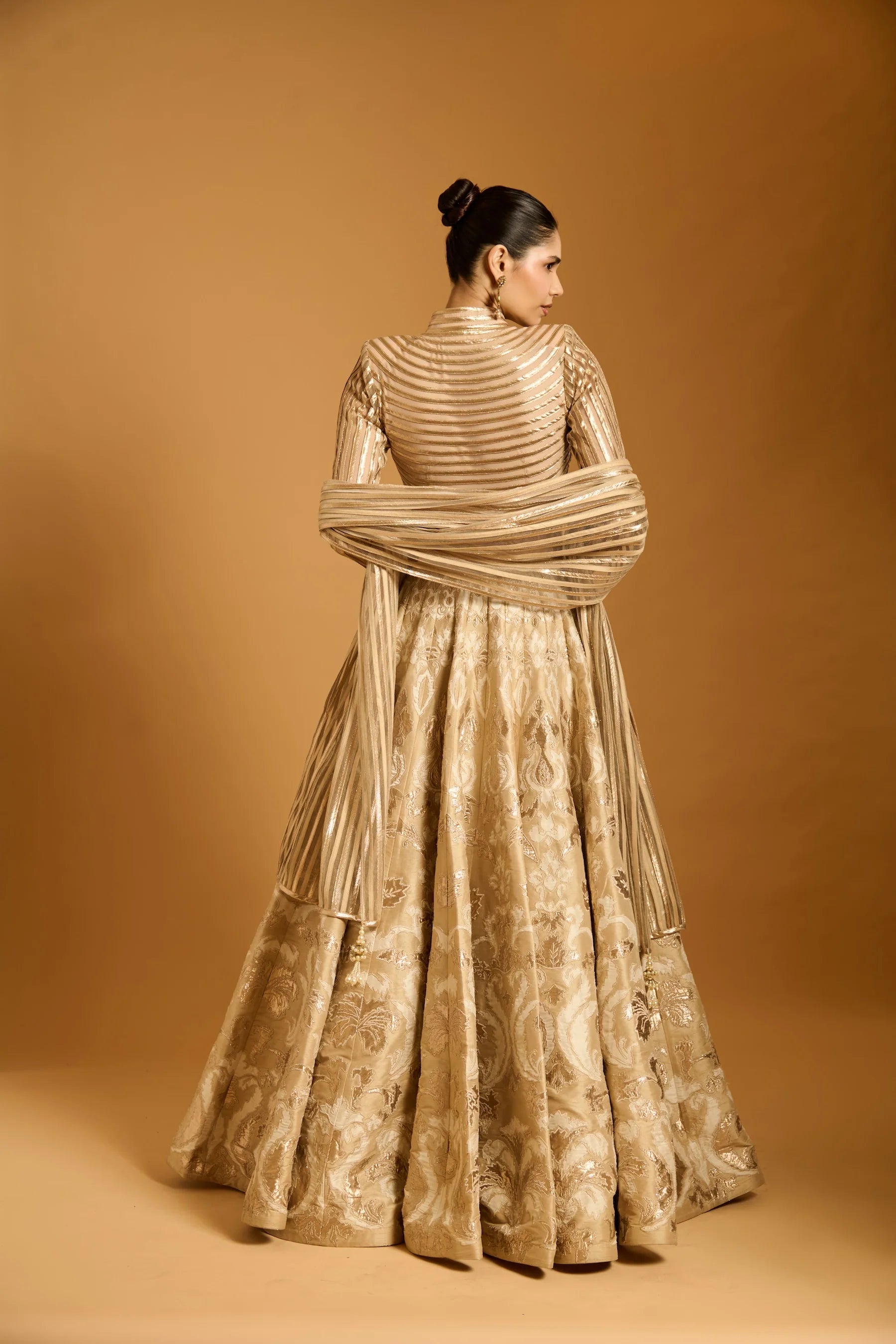 Trifecta beige applique lehenga