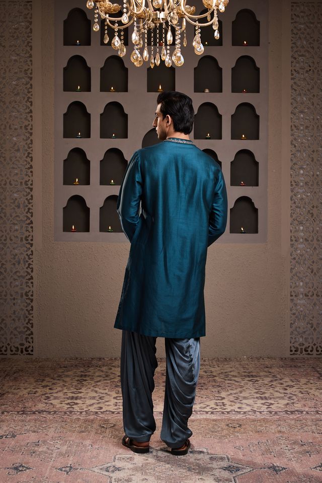 Teal Chanderi Kurta Patiyala Salwar