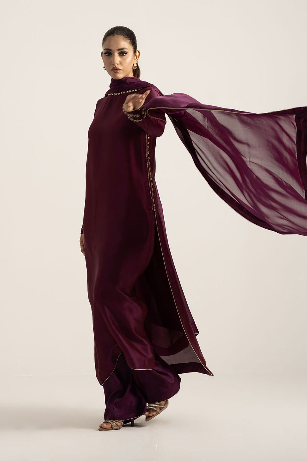 Wine Purple Pure Silk Kurta Set