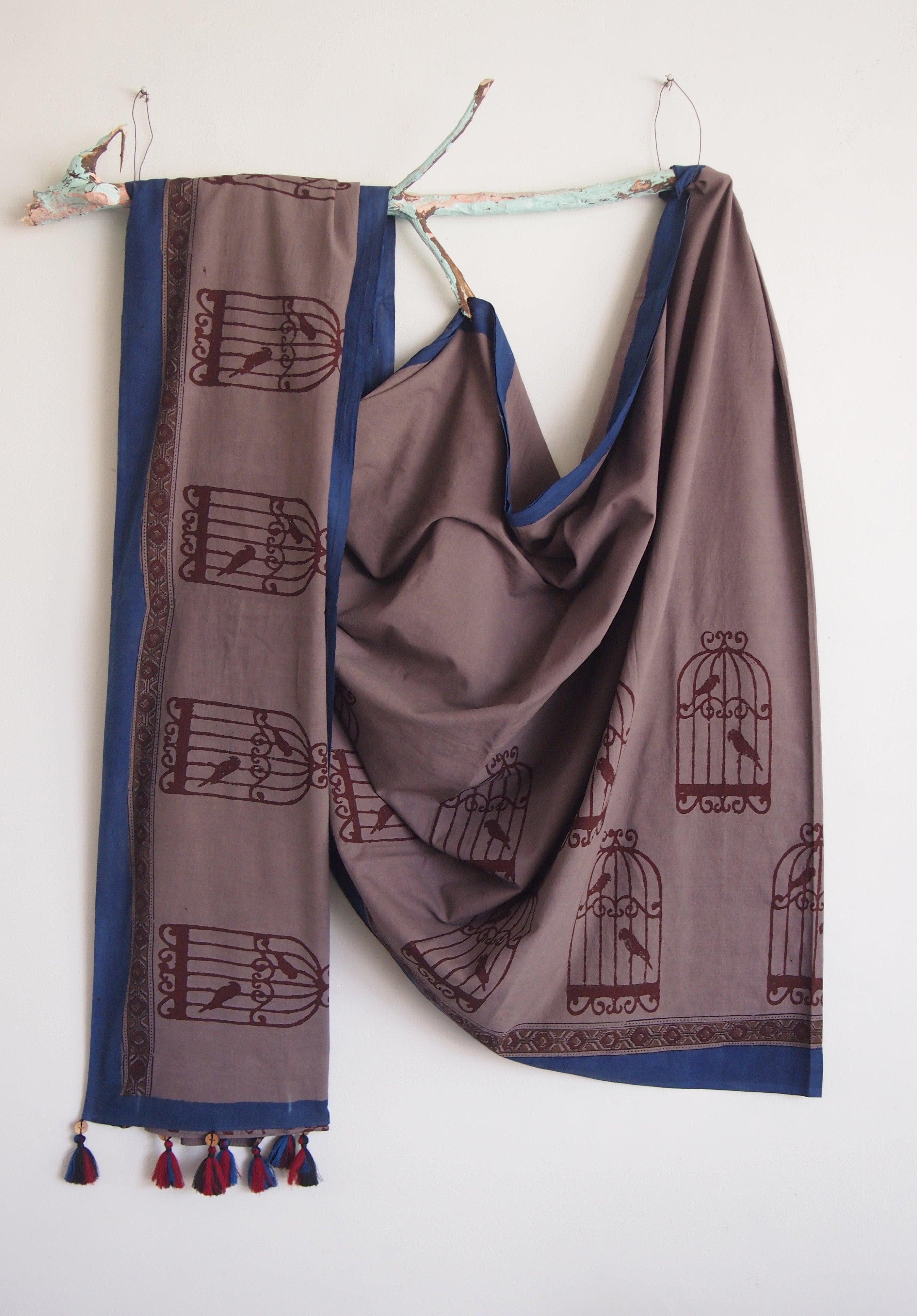 SAREE - Cage with dark gray - CHHAPA