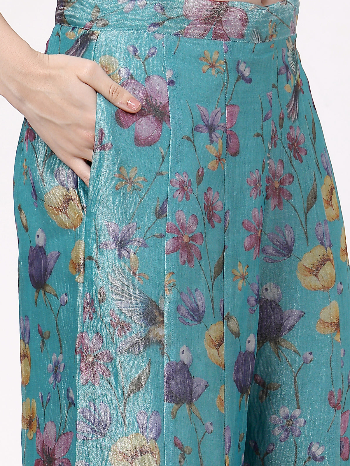 Turquoise Floral Sharara Set